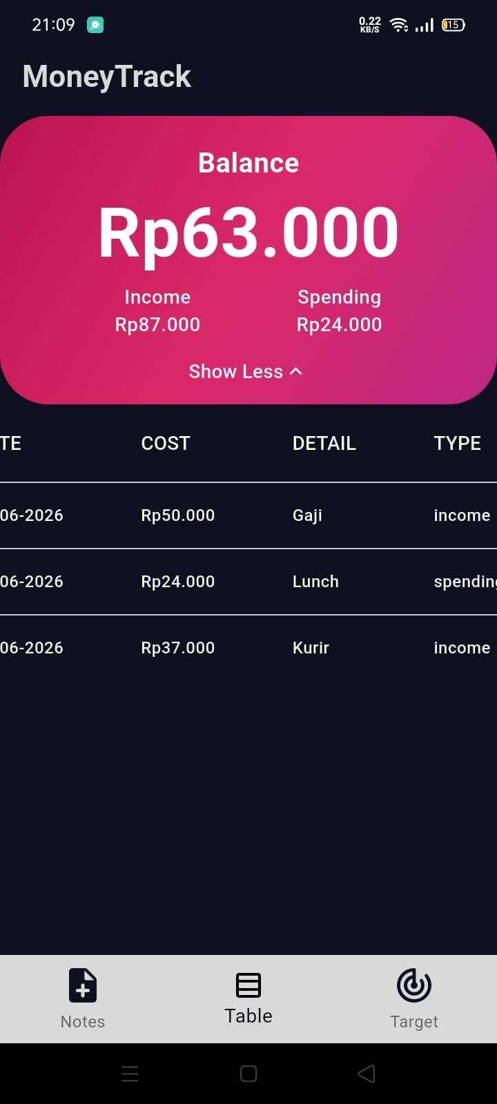 MoneyTrack Demo